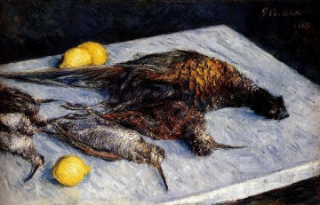 Still life Painting - Game Birds And Lemons Impressionists Gustave Caillebotte still lifes